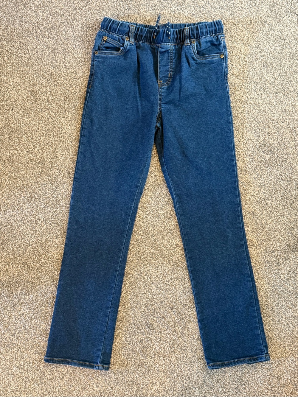 Boy’s Dark Blue Elastic Waist Straight Leg Jeans